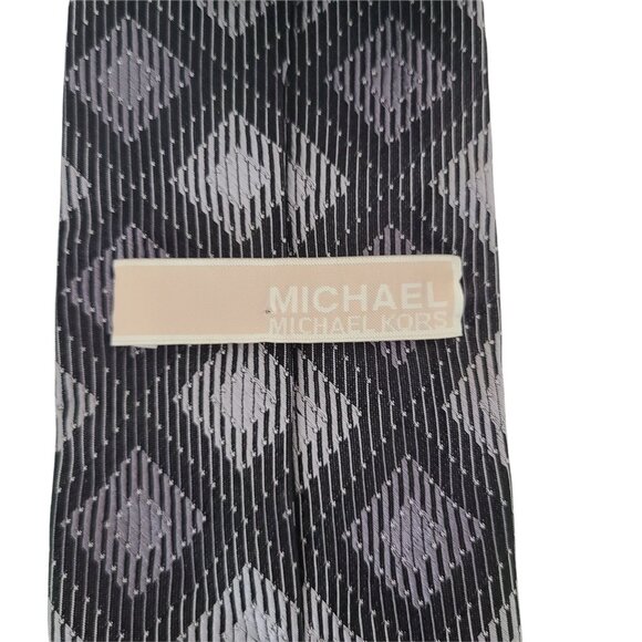 Michael Kors Silk Tie Diamond Print Black Blue White Mens Necktie Business Caree - Picture 2 of 5